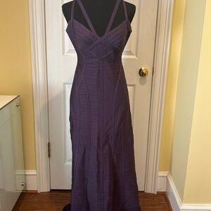 Herve Leger purple maxi dress